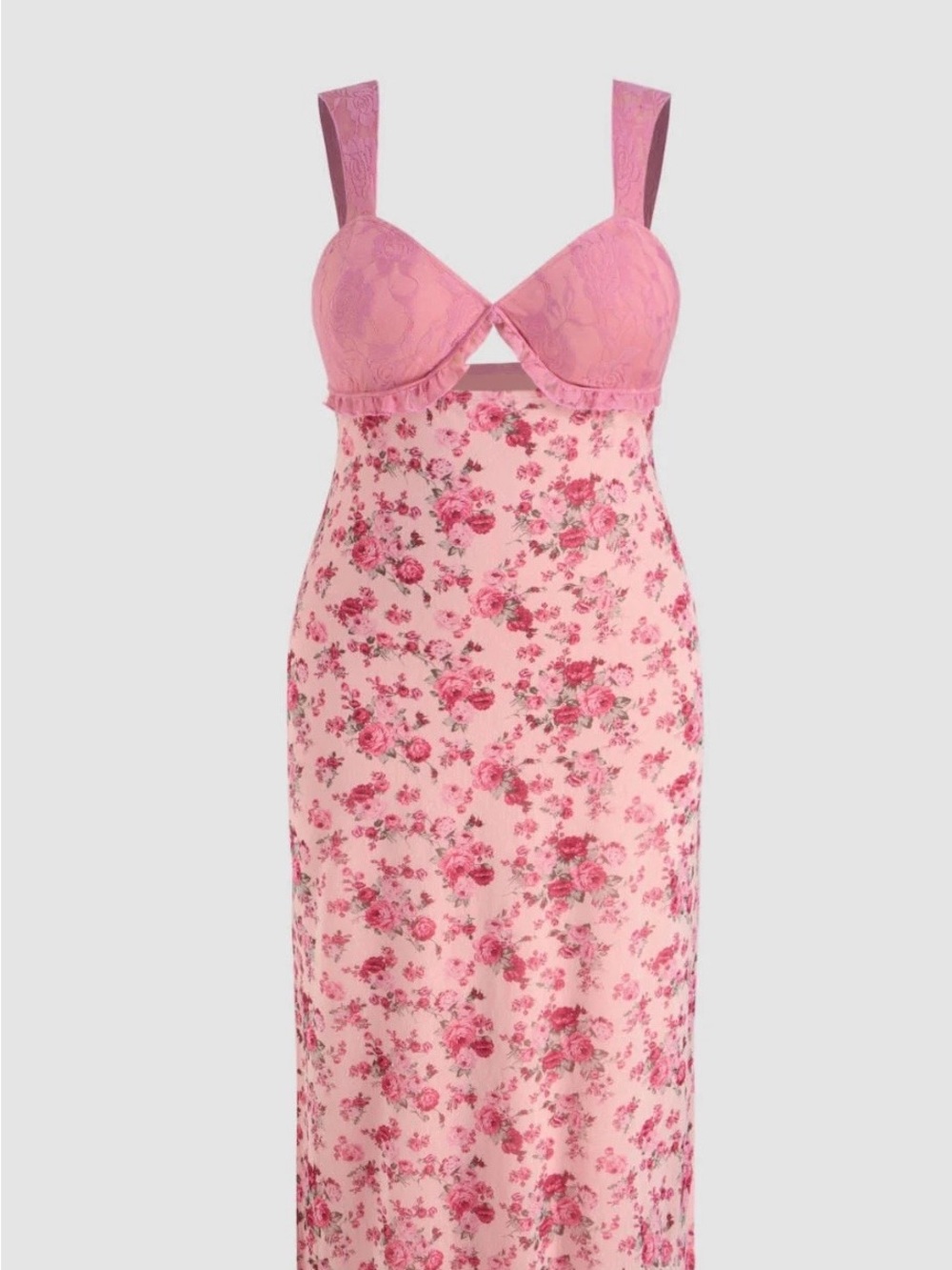 Cider Pink Floral Lace Bust Maxi Dress